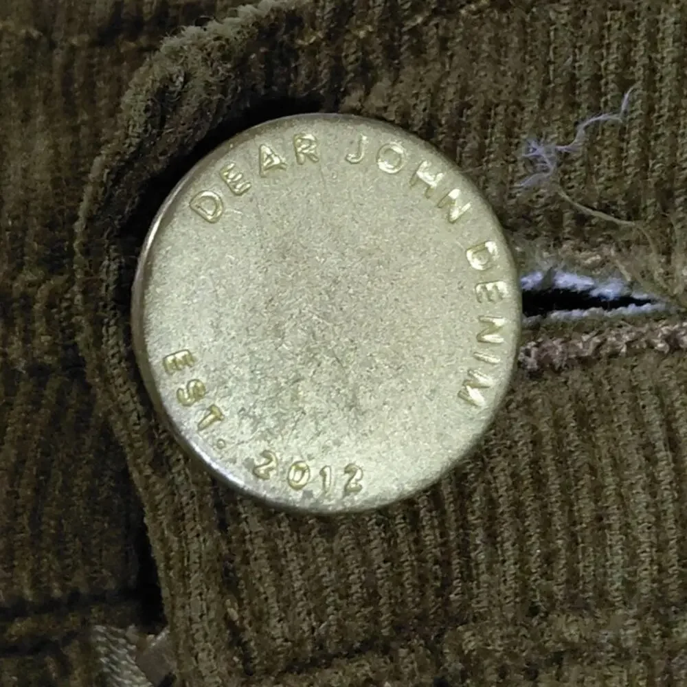 Dear John Olive Green Corduroy Straight Leg Jeans Men Size 31
